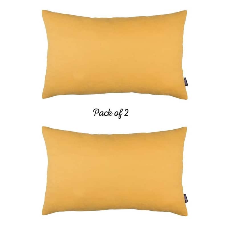 Set of 2 White Modern Lumbar Throw Pillows