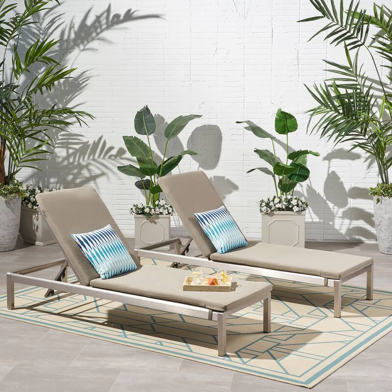Cape Coral Outdoor Water Resistant Fabric Lounge Cushion (Set of 2) by Christopher Knight Home - Khaki
