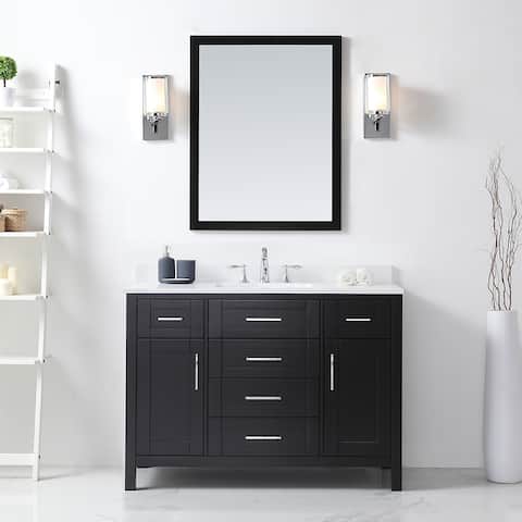 Tahoe 48in. Vanity in Espresso with White Cultured Top and Mirror