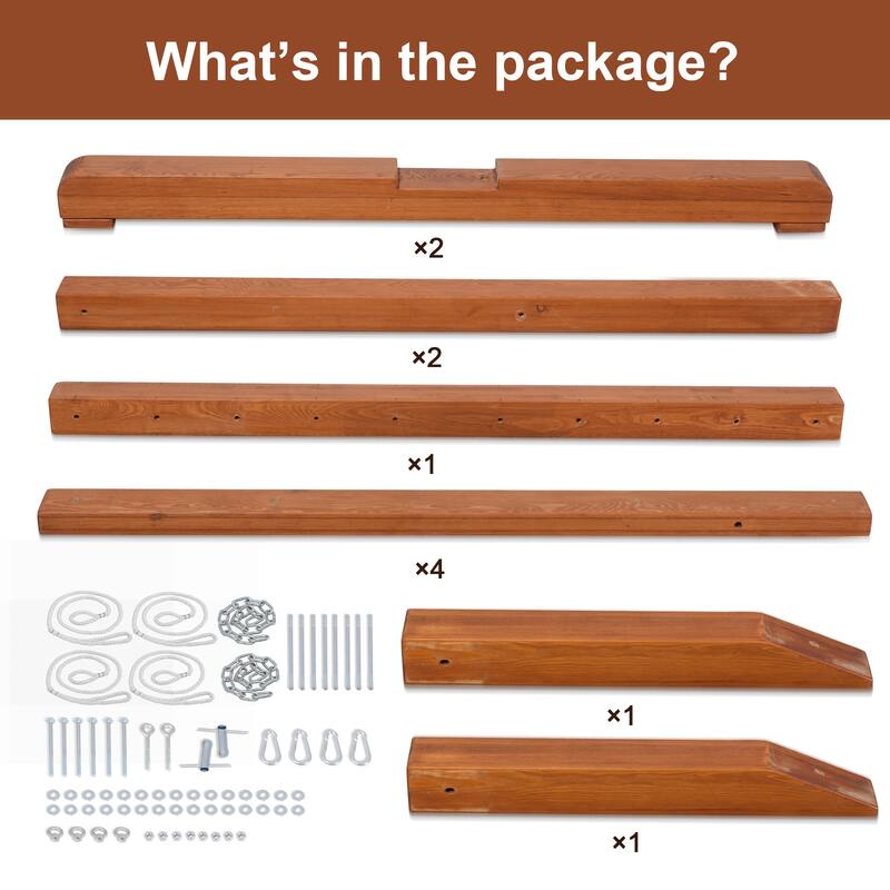 12-14 ft. Adjustable Wood Hammock Stand with Hooks and Chains - adjustable 12-14 ft.