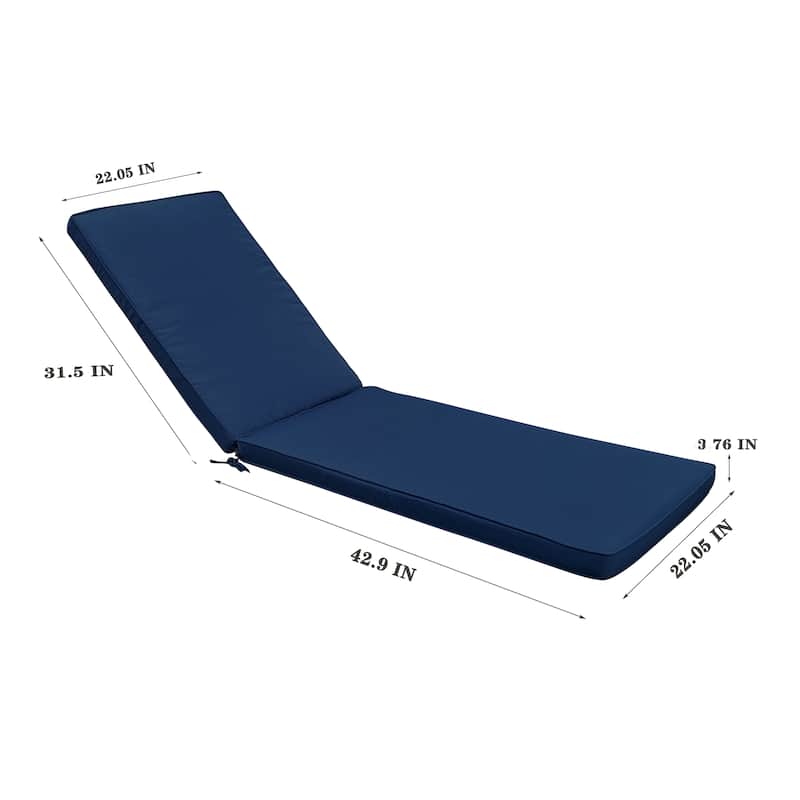 GDFStudio Bula Outdoor Chaise Lounge Cushion with Removable Cover (Set of 2)-ONLY CUSHION - 74.41" x 22.05"
