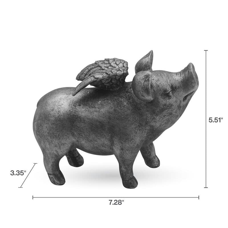 Elements Silver Winged Pig Figurine, 7 Inch