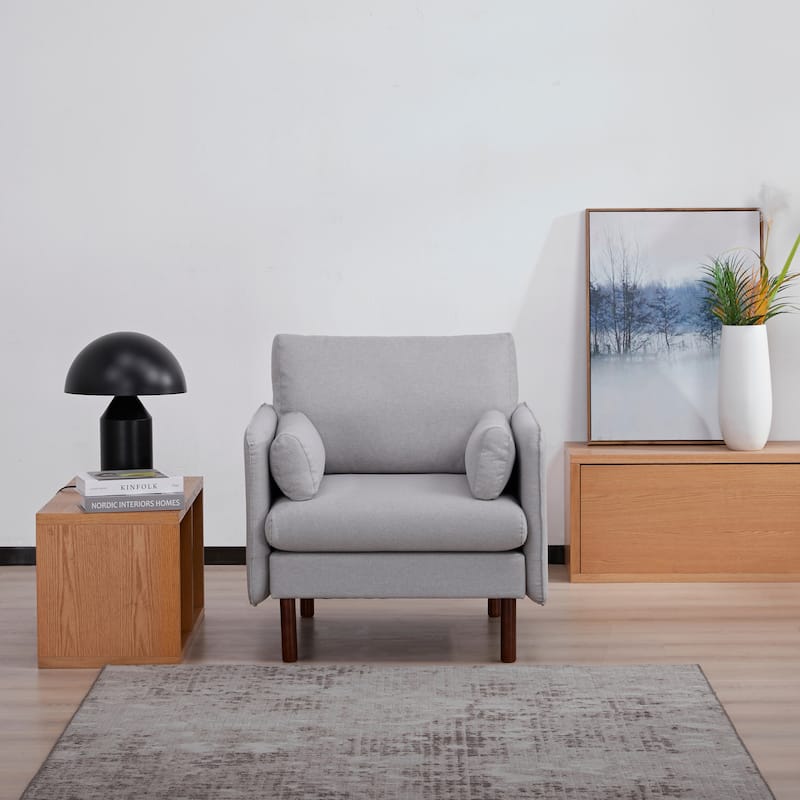 Yucca Modern Accent Chair, Polyester / Vegan Leather Armchair - Includes 2 throw pillows