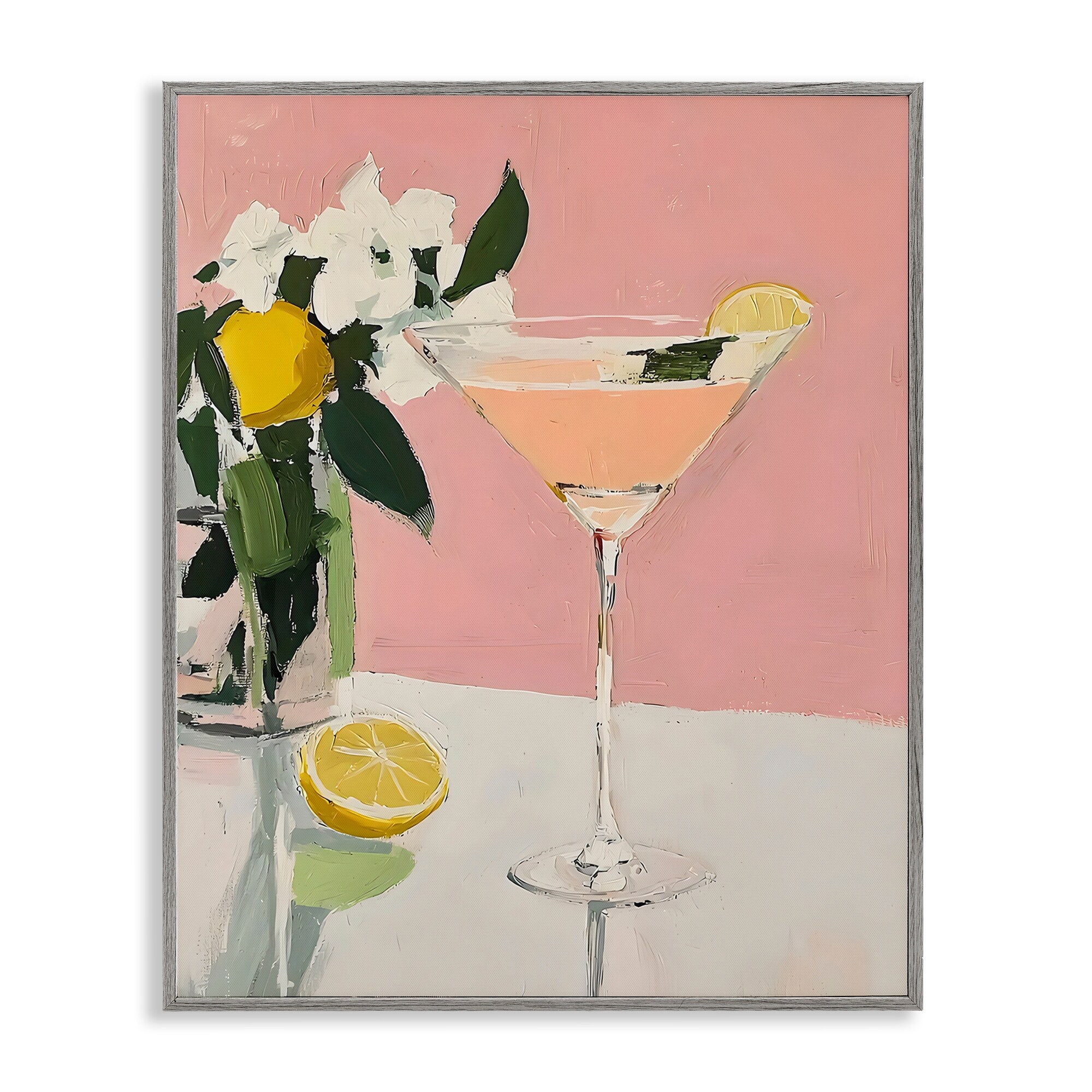 Stupell Pink Cocktail with Lemons Framed Giclee Art Design By Riley B