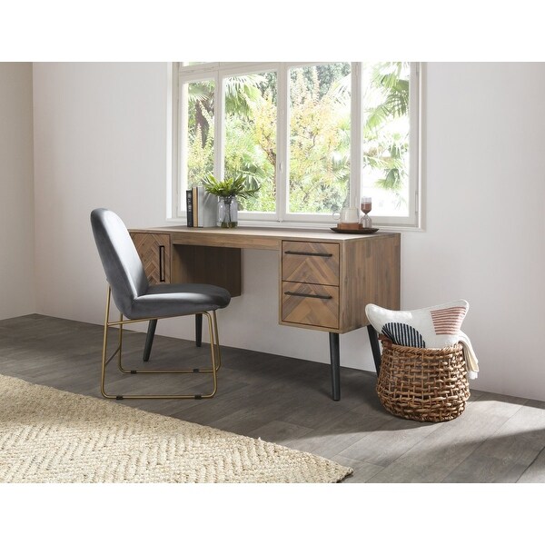 Soren oak and white desk with cupboard discount