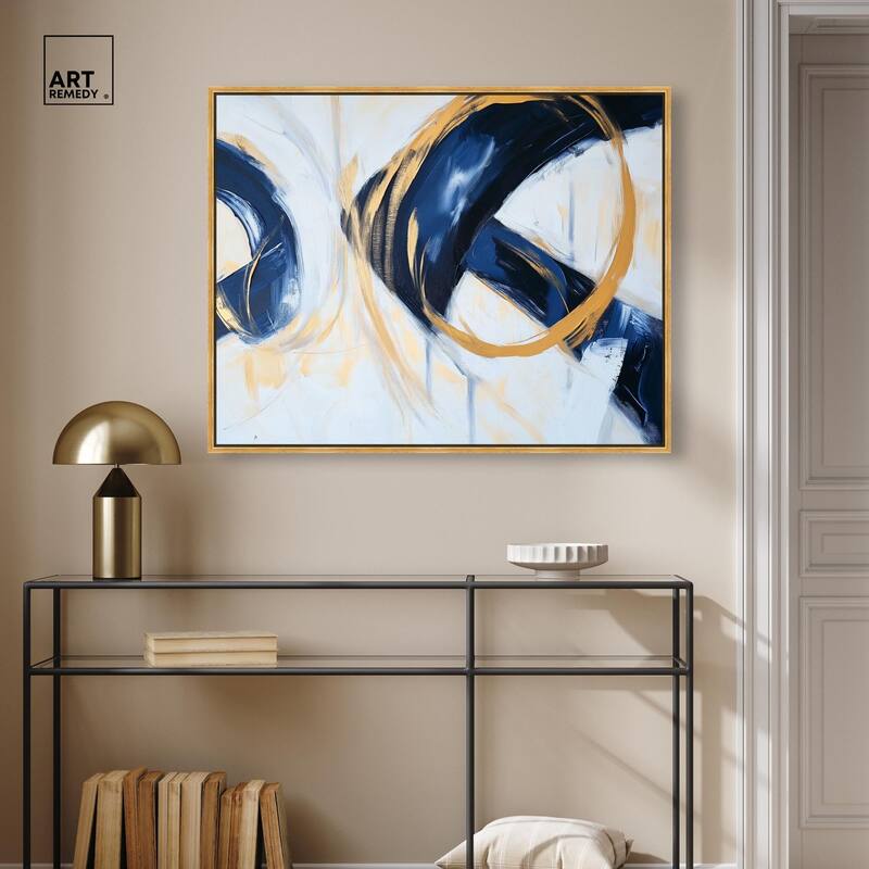 Navy and Gold Rings II Canvas by Art Remedy