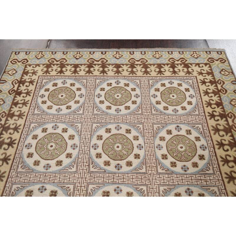 Vegetable Dye Traditional Khotan Oriental Wool Area Rug Hand-knotted - 6'3" x 9'7"