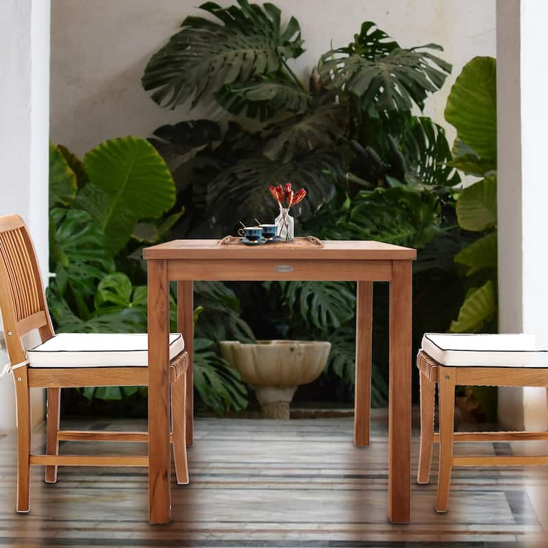 Chic Teak Florence Outdoor Teak Wood Patio Bistro Table, 27 Inch (table only)