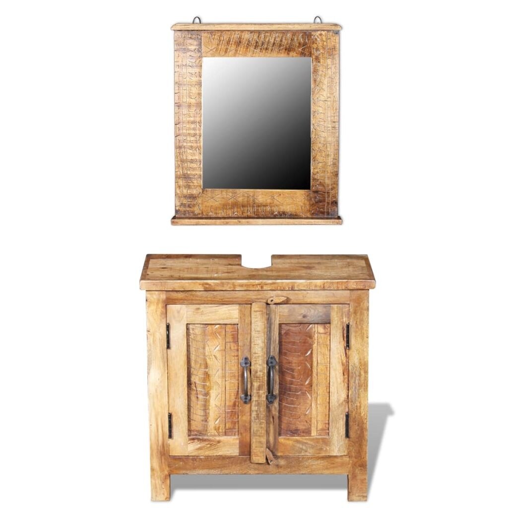 Shop Vidaxl Bathroom Vanity Cabinet With Mirror Solid Mango Wood