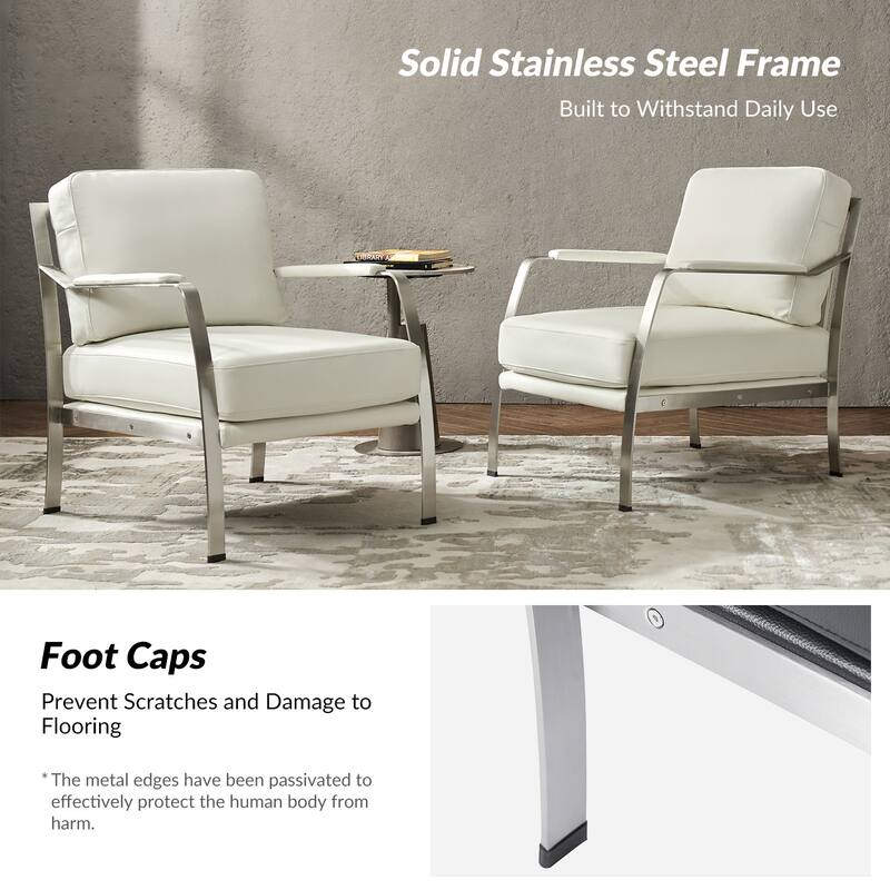 Salvatore Modern Genuine Leather Armchair with Foot Caps by HULALA HOME