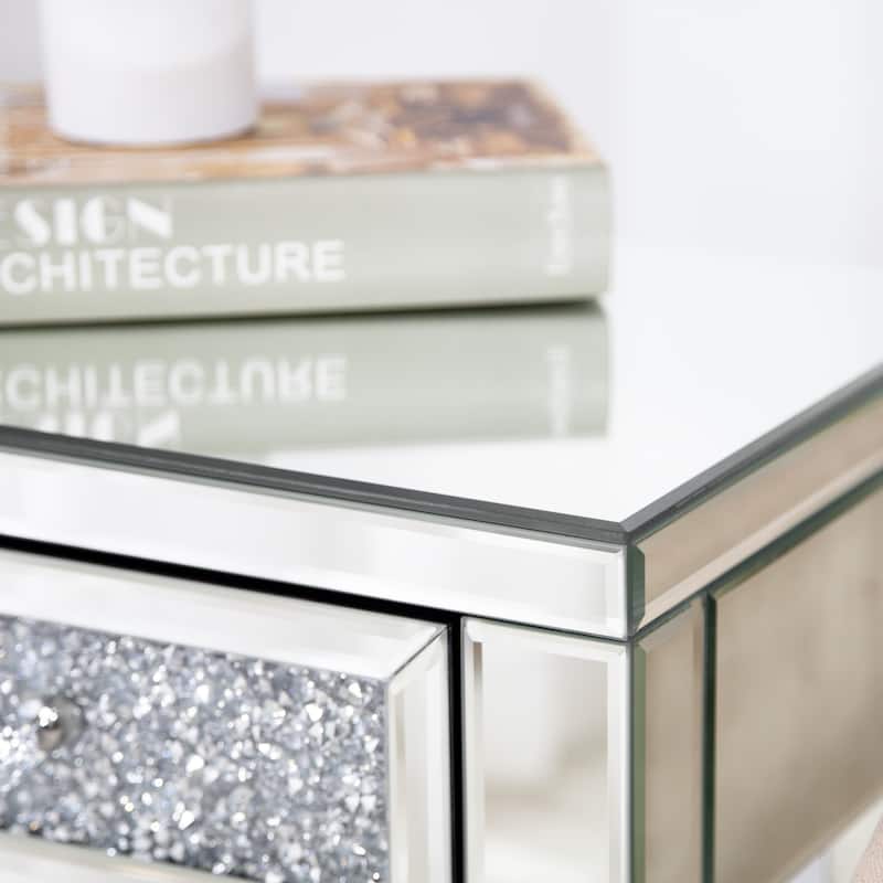 Mirrored Diamond End Table Side Table with 1 Drawer