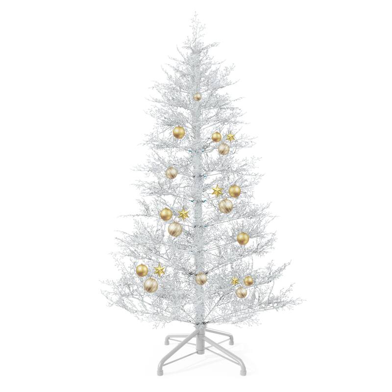 6 /7.5 FT Prelit White Artificial Birch Christmas Tree with Remote