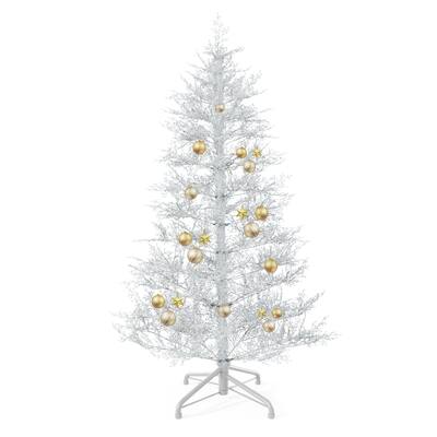 6 /7.5 FT Prelit White Artificial Birch Christmas Tree with Remote
