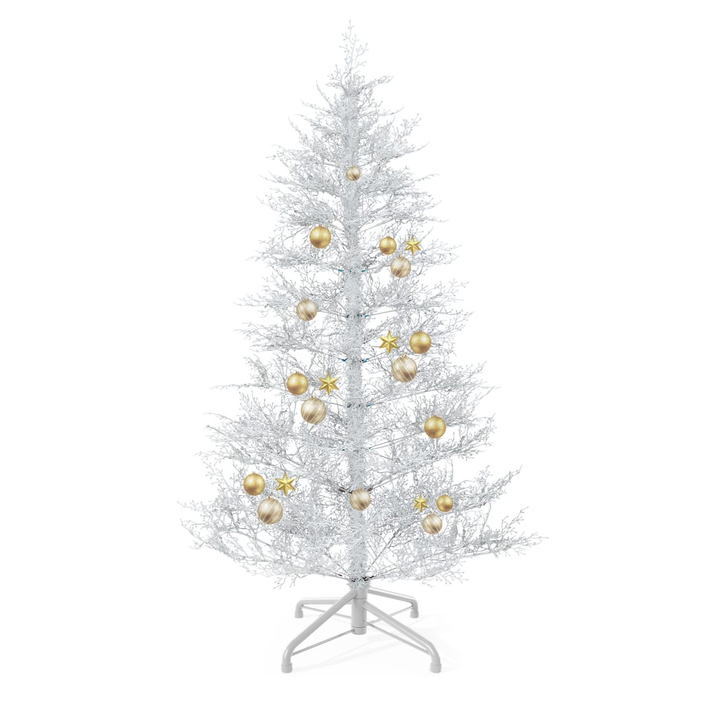 6 /7.5 FT Prelit White Artificial Birch Christmas Tree with Remote