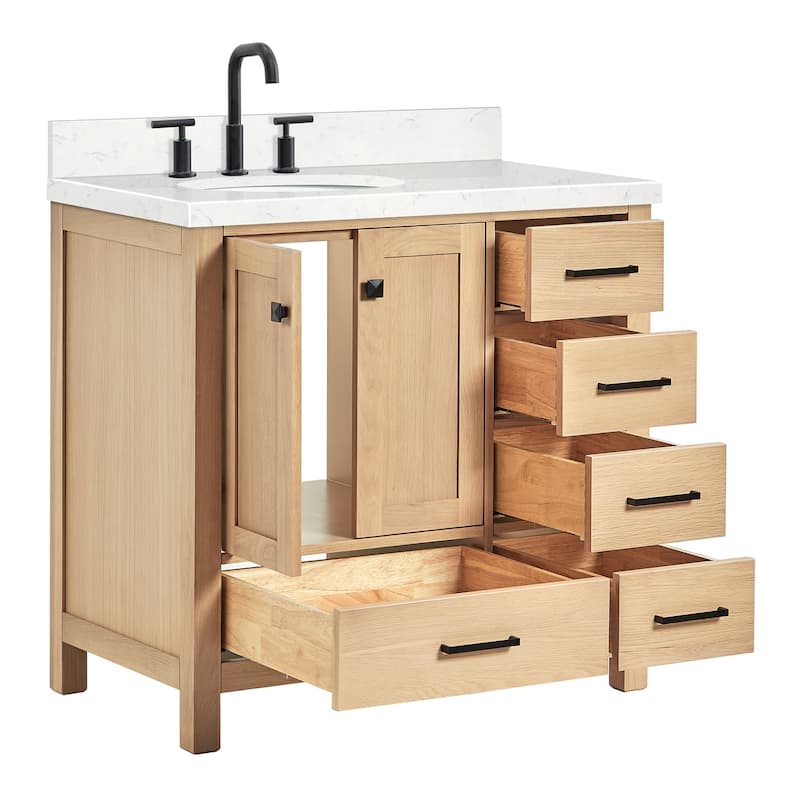 Ariel A036SLCQOVO Cambridge 36" Free Standing Single Basin Vanity Set