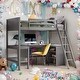 preview thumbnail 19 of 50, Modern Twin Size Wooden Loft Bed With Shelves and Desk,Solid Construction
