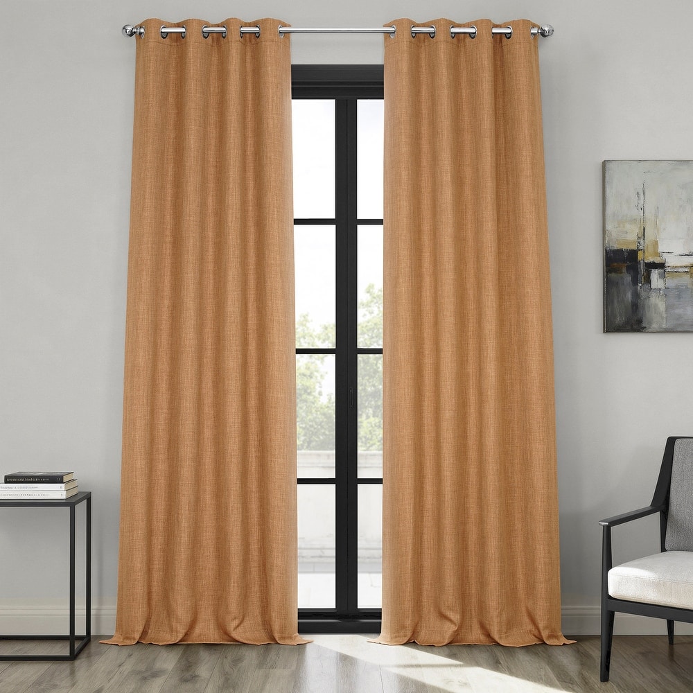Exclusive Fabrics Grommet Textured Faux Linen Room Darkening Curtains for Bedroom & Living Room Curtains (1 Panel)