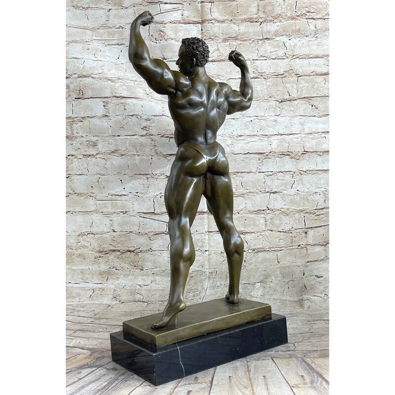 Bodybuilder Muscle Man Fitness Model Mr Universe Athlete Bronze Statue Sculpture Trophy 21 Inches X 10 Inches