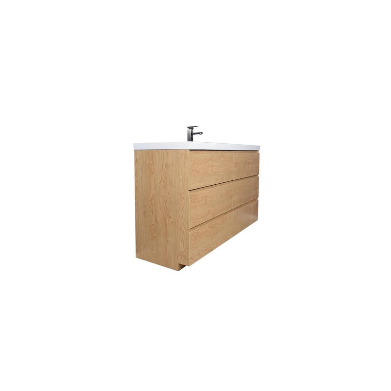 Angeles 60“ freestanding bath vanity with single basin reinforced acrylic top