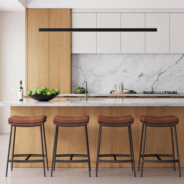 Nathan James Arlo Modern Backless Upholstered Kitchen Counter Bar Stool with Saddle Seat and Metal Base On Sale Bed Bath Beyond 35454366