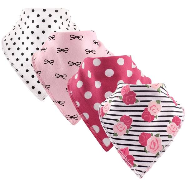 slide 1 of 1, Hudson Baby Infant Girl Cotton Fleece Bandana Bibs 4pk, Rose, One Size - Rose - One Size One Size - Rose