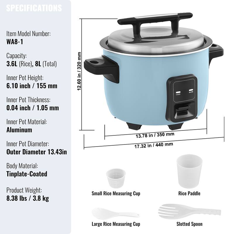 Commercial Rice Cooker, Large Rice Cooker and Warmer with Nonstick Inner Pot, Fast Cooking and 24-Hour Keep Warm