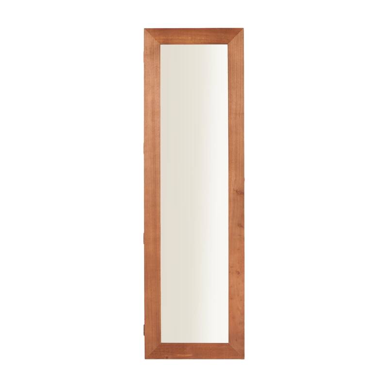 Solid Wood Jewelry Armoire Organizer Cabinet with Full-Length Mirror, 47.5x14.3 in Wall-Mounted Lockable with LED Light