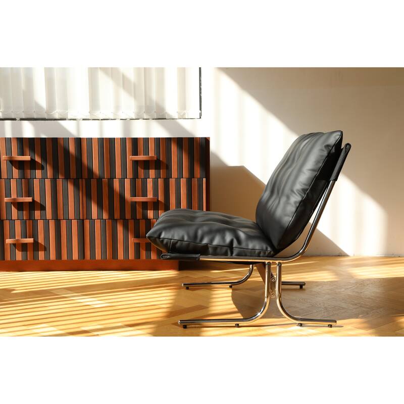 Leather Armchair,Modern Accent Chair High Back,Living Room Chairs with Metal Legs and Soft Padded,Sofa Chairs for Home,Bedroom