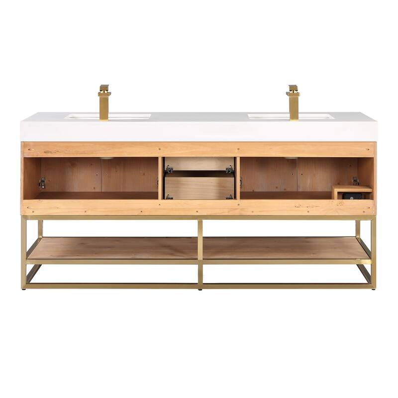 Altair Bianco Bath Vanity with White Composite Stone Top,no Mirror