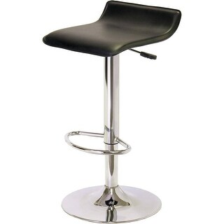 Modern Adjustable Black Faux Leather Bar Stools with Chrome Base and ...