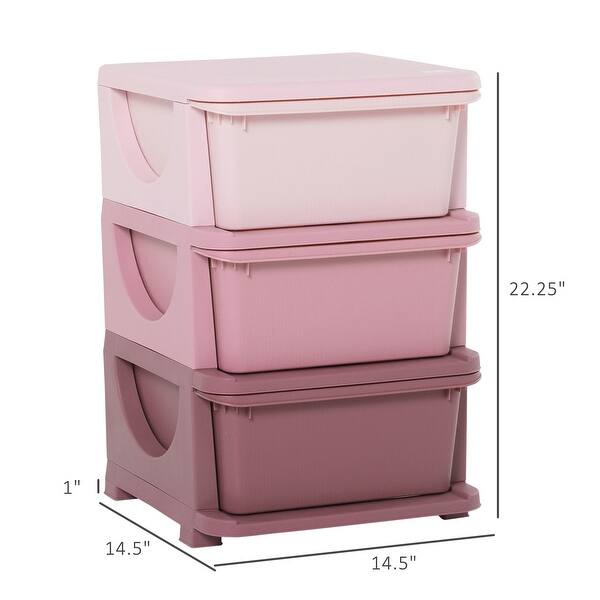 3 Tier Kids Toy Organizers and Dresser with Drawers,Pink