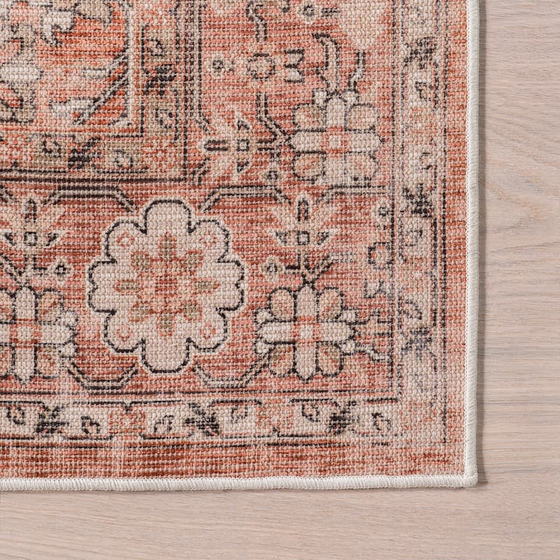 Nuloom Evalina SpinClean Traditional Cotton Machine Washable Area Rug