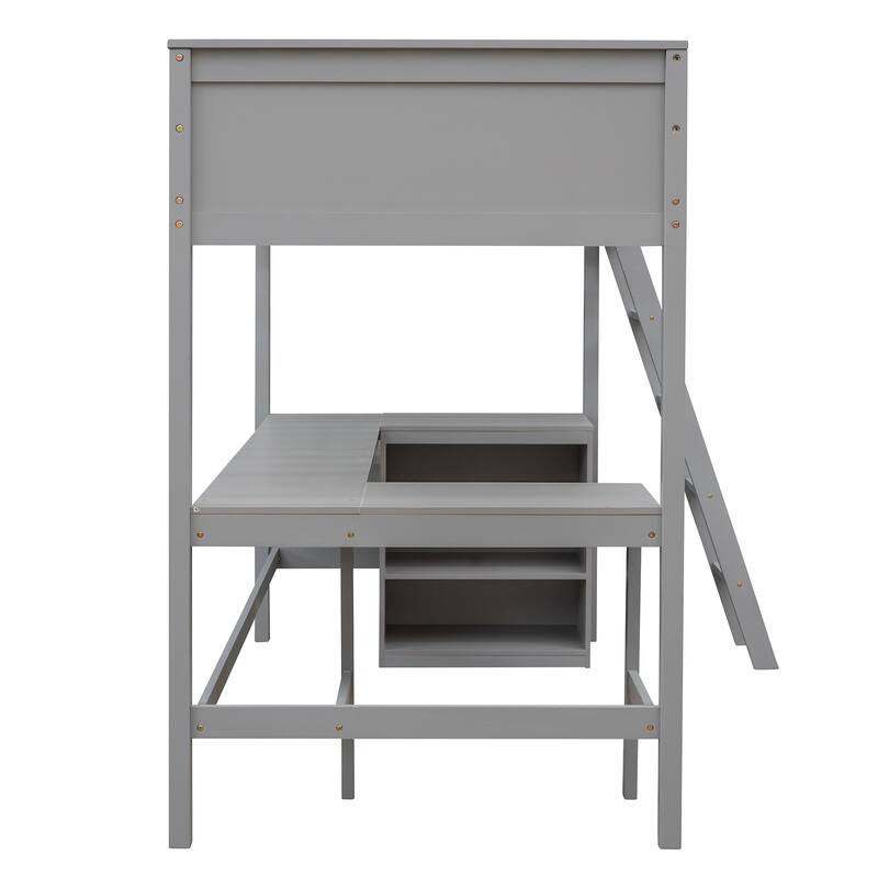 Multi-Functional Twin Loft Bed with Built-in Desk and Storage Shelves