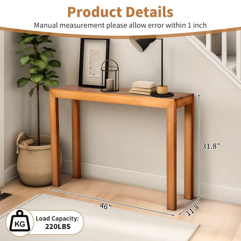 Pinewood Entryway Table Console with Sturdy Surface 220 lbs - 46.1 x 11.8 x 31.9 in