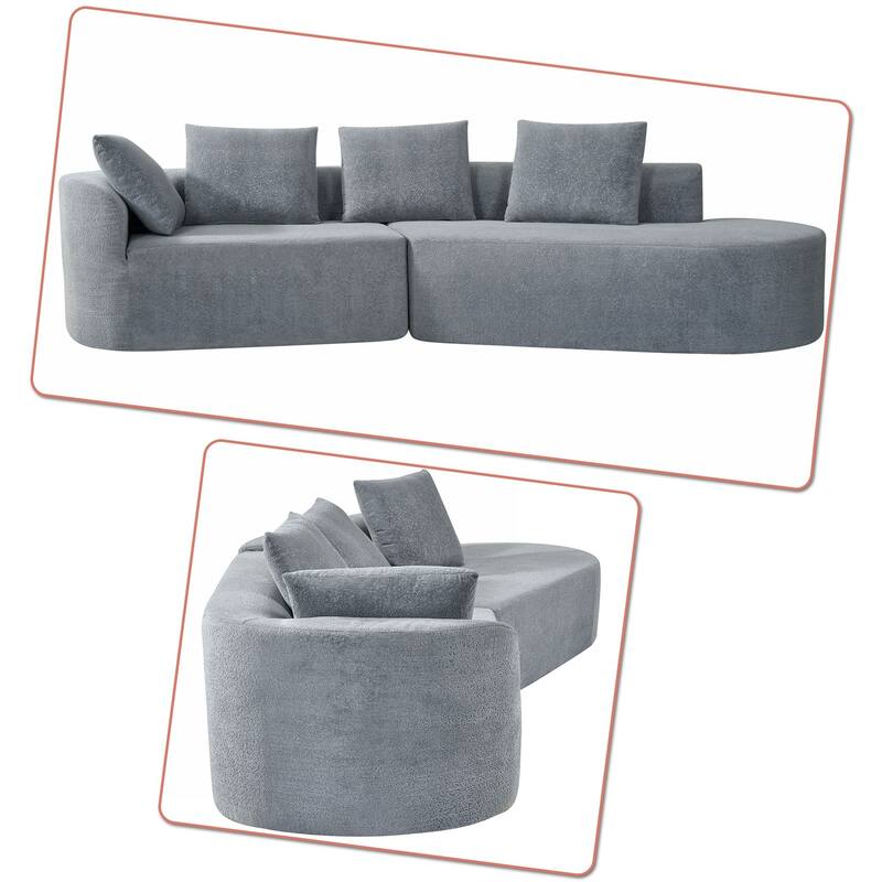 Modern 2-Seater Frame-Free Compressed Polyester Upholstered Sectional Sofa
