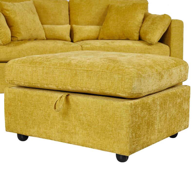 Chenille Modular Sectional Sofa with Right-Arm Chaise & Middle Seat