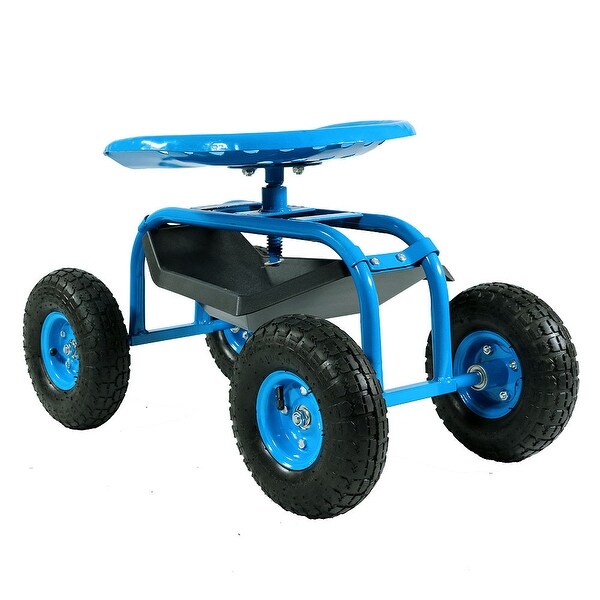 Sunnydaze Rolling Garden Cart with 360 Degree Swivel Seat & Tray - Color Options