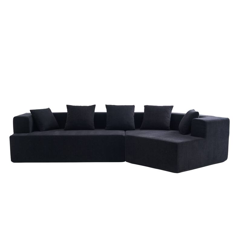 129.5" Chenille Memory Foam Sectional Sofa with Deep Seat, No Installation Required, and Quick Rebound Foam