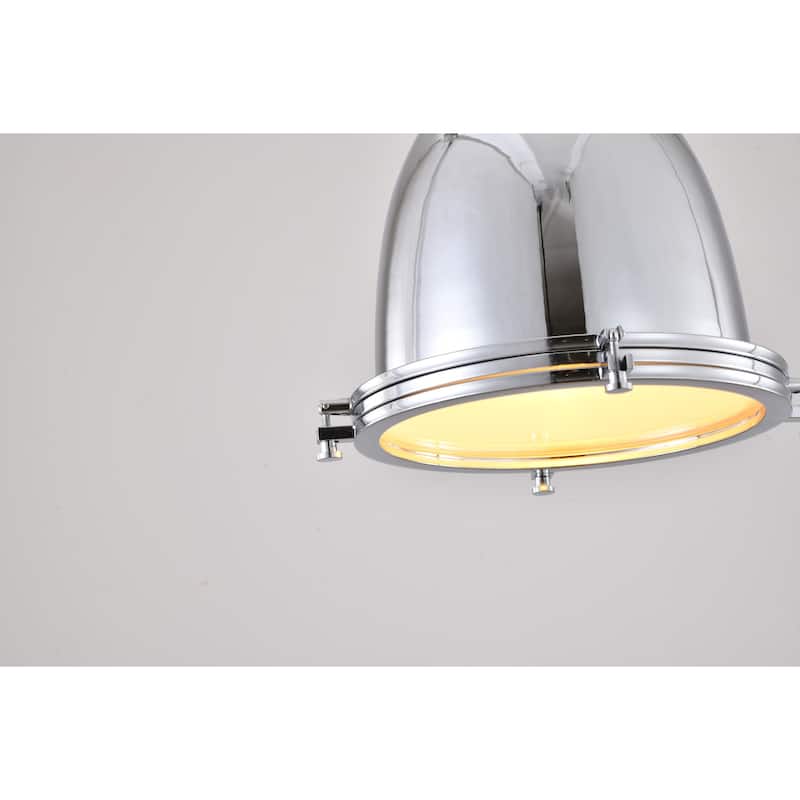 Pendant Light - Chrome Hanging Ceiling Fixture with Crystal Accents - Modern Interior Lighting - 9.5