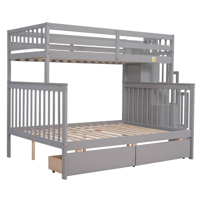Bunk Bed with 2 Drawers and Staircases