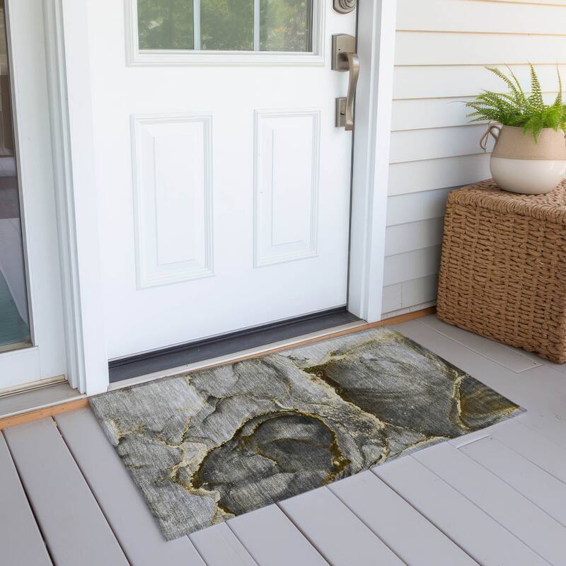 Galu Contemporary Abstract Weather Resistant Current & Stylish Outdoor Rug