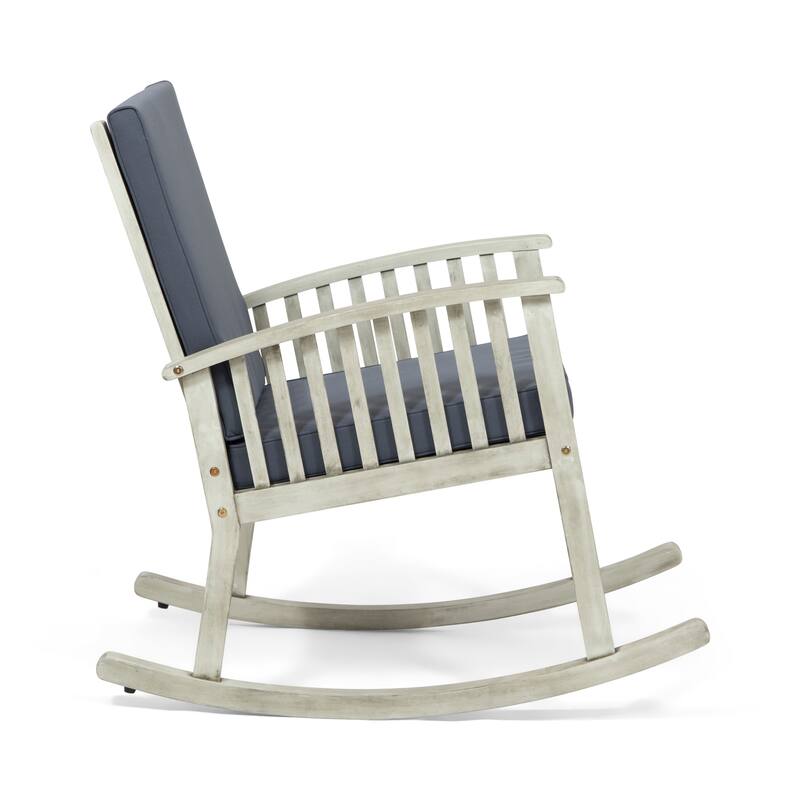 Acacia Rocking Chair Outdoor Use, Durable Acacia Wood, Water-Resistant Cushions, for Garden, Lawn, Backyard, Pool