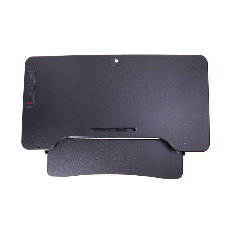 Rocelco 46 in. W Black Electric Standing Desk Converter with AC Outlet, USB Charger and Triple Monitor Riser Platform