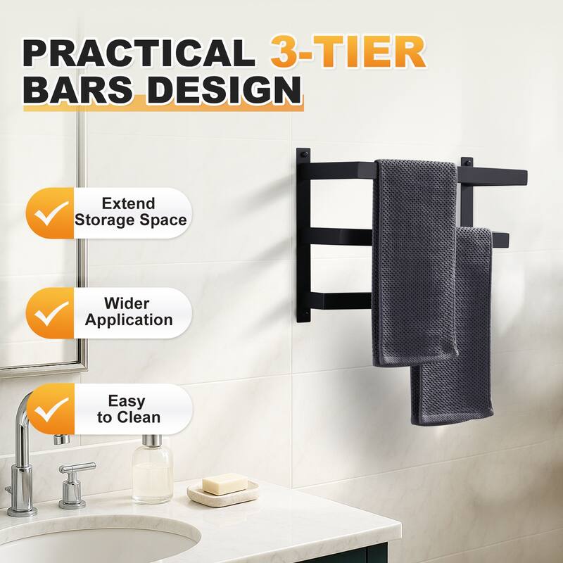 WOWOW Modern Wall-Mounted Stainless Steel Tiered Three-Tier Towel Rack