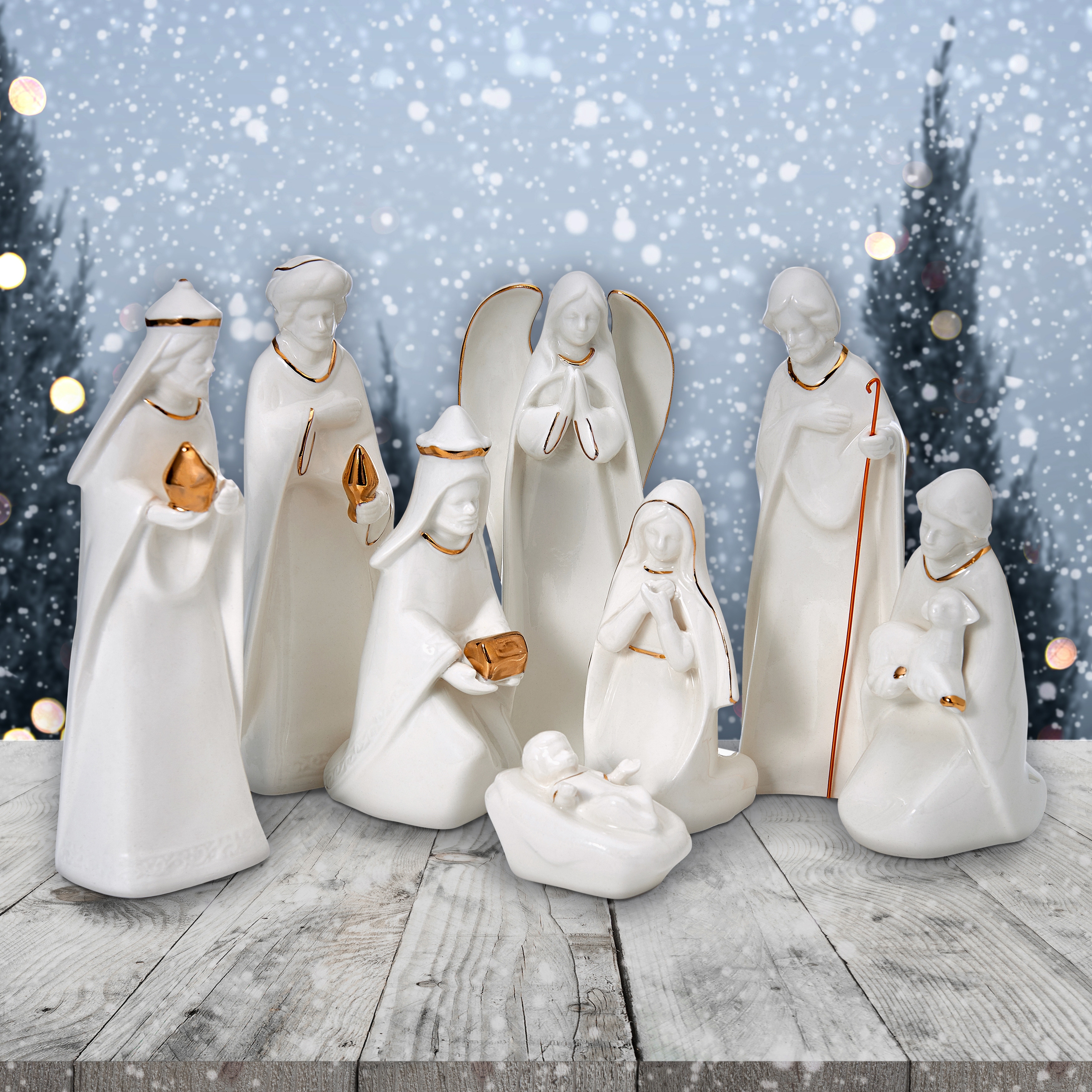 Mikasa 8-Piece Nativity Set with Gold Accent - Bed Bath & Beyond