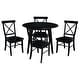 preview thumbnail 10 of 23, 42" Solid Wood Round Dual Drop Leaf Table with 4 Dining Chairs Black
