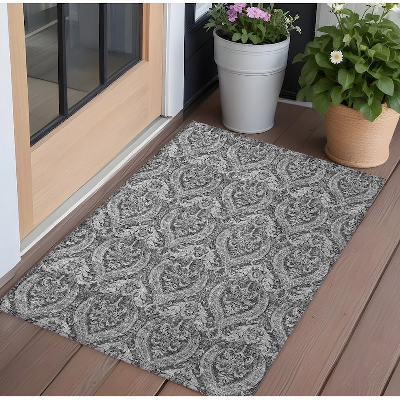 Pami Garden-Inspired Weather Resistant Versatile Elegance Outdoor Rug - 2' x 3' - Grey
