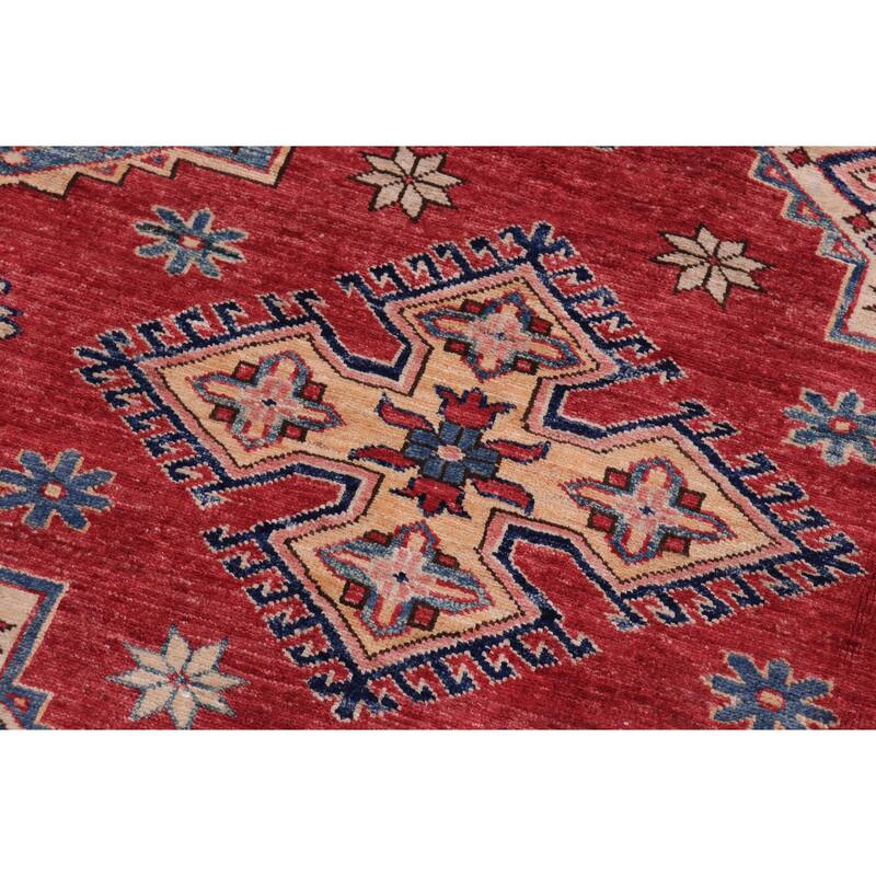 Tribal Super Kazak Lennox Red/Beige Hand Knotted Wool Rug - 11'11'' x 14'8''