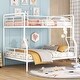 preview thumbnail 1 of 20, Full XL Over Queen Bunk Bed with Ladder & Safety Guardrails, Convertible Metal Bedframe for Dorm, Bedroom, Guest Room White