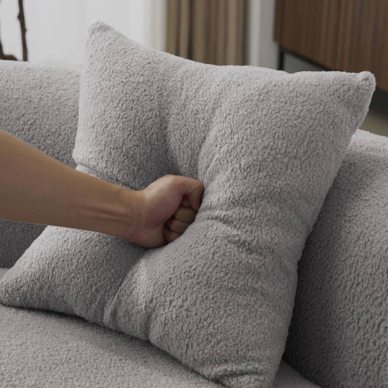Roomfitters 66.93'' Curved Loveseat Teddy Velvet Fabric Sofa, Compact No-Assembly Couch for Small Spaces,